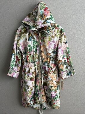 NEW Eliza J Floral Butterfly Fairy Core Rain Jacket With Hood - NWT